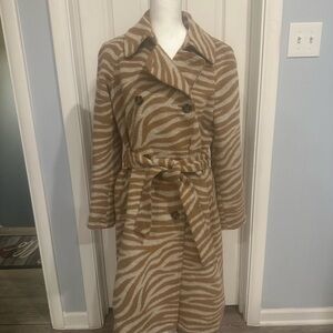 Ann Taylor Brown and White Zebra Print Coat